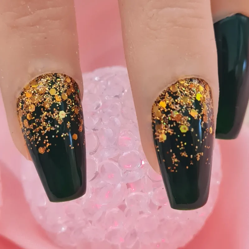 press on nails Green & Gold